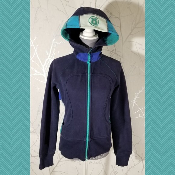 Lululemon Navy Colorblock Full Zip Scuba Hoodie